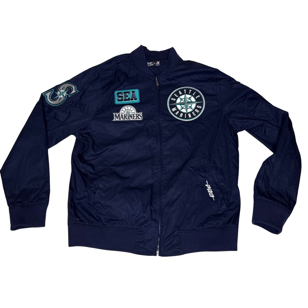 Pro Standard Seattle Mariners Jacket Mens 2XL Navy Cotton Bomber MLB Patches New